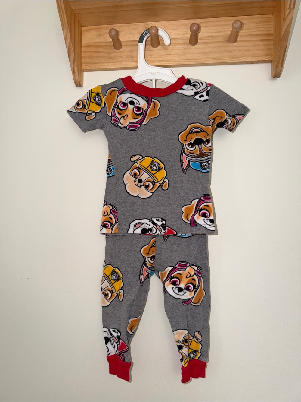 Paw Patrol Grey Pajama Set with Red Trim and  Character Print Size 18M